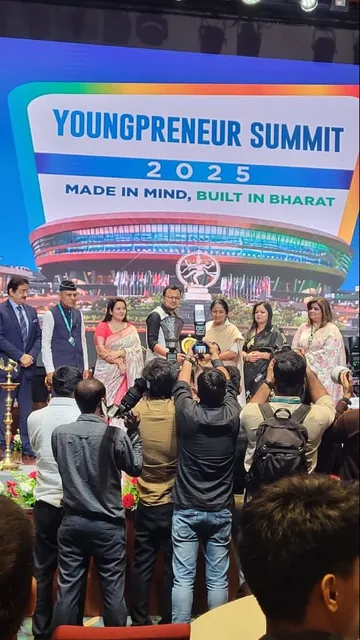 The Youngpreneur Summit 2025 stage at Bharat Mandapam